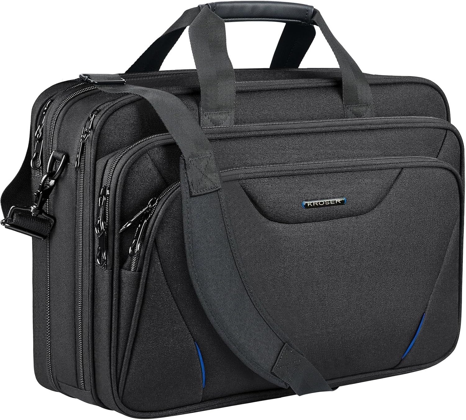 KROSER 17.3" Black Expandable Laptop Briefcase for Work