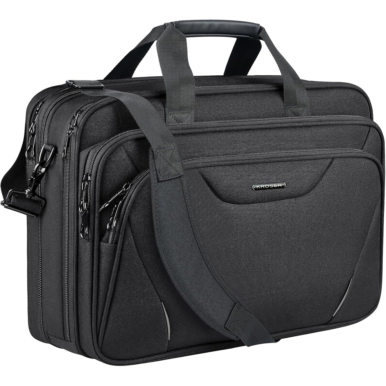 KROSER 17.3" Black Expandable Laptop Briefcase for Work