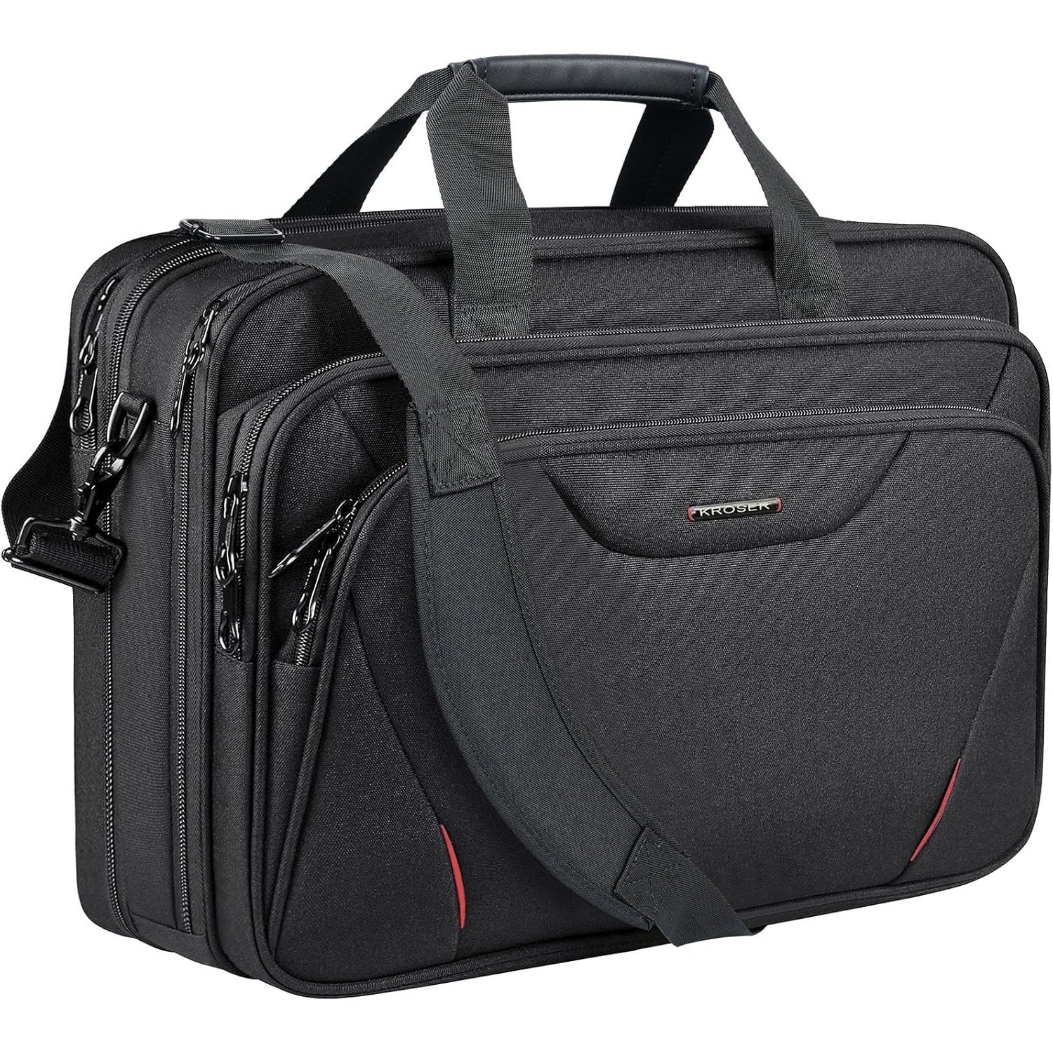 KROSER 17.3" Black Expandable Laptop Briefcase for Work