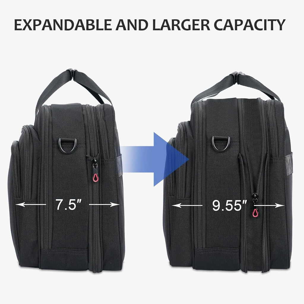KROSER 17.3" Black Expandable Laptop Briefcase for Work