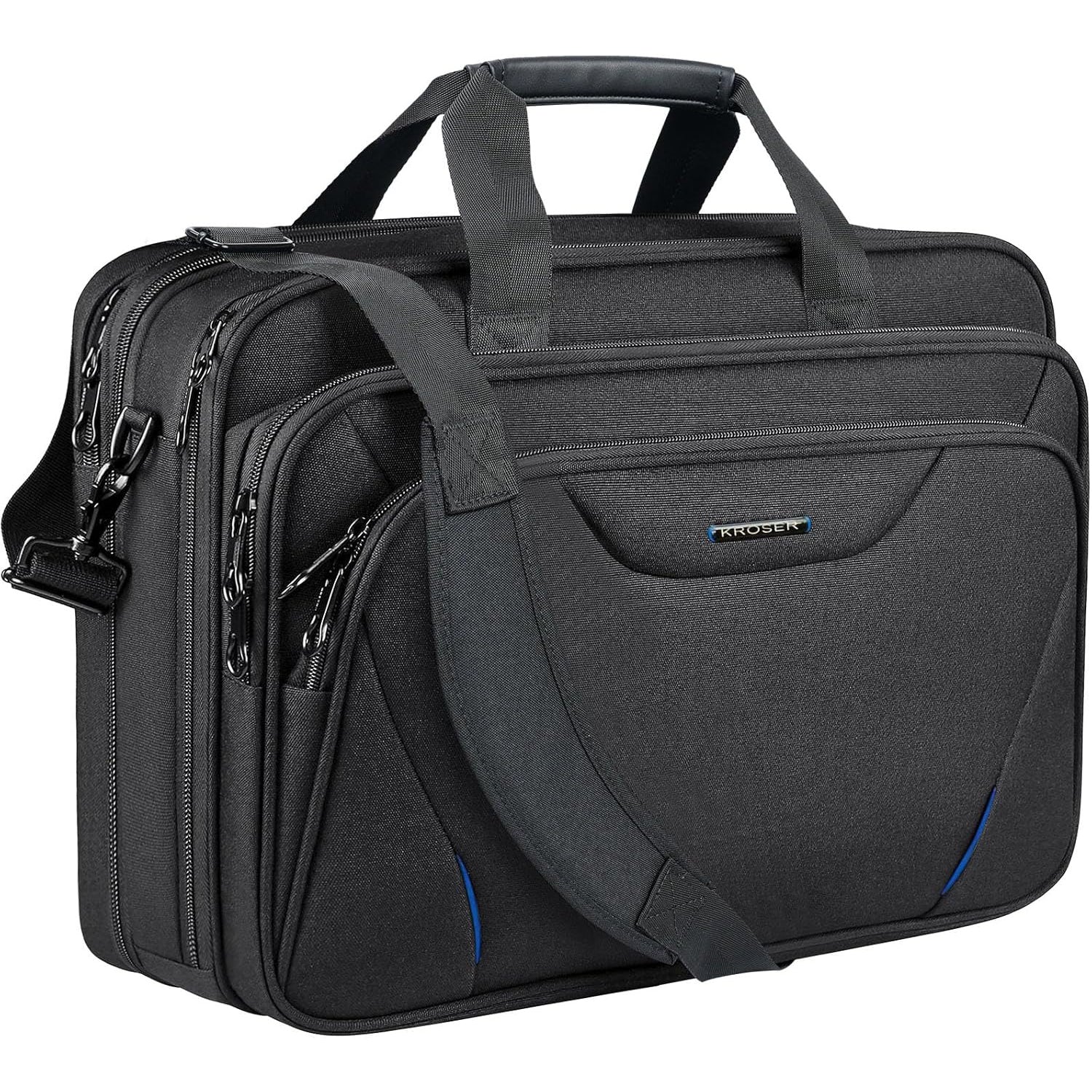 KROSER 17.3" Black Expandable Laptop Briefcase for Work