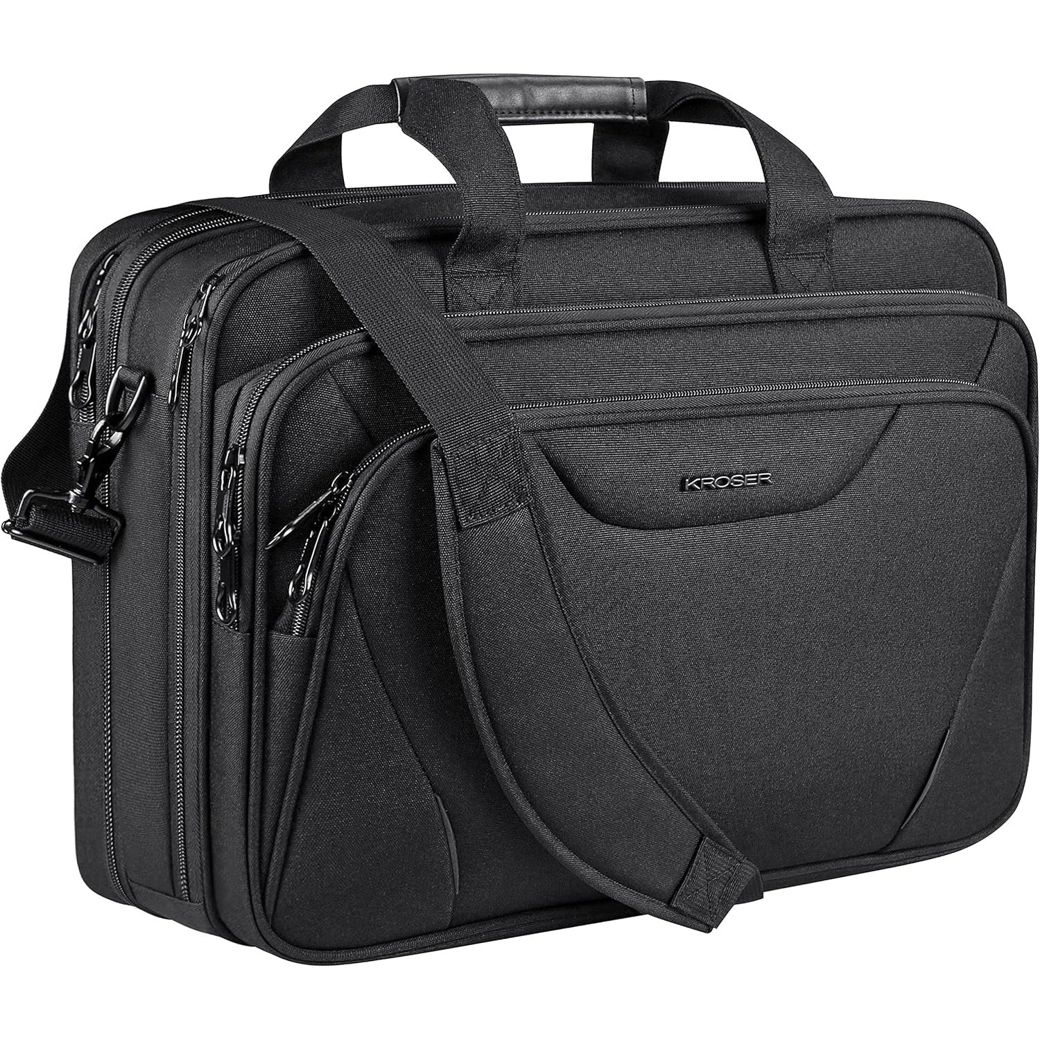 KROSER 17.3" Black Expandable Laptop Briefcase for Work