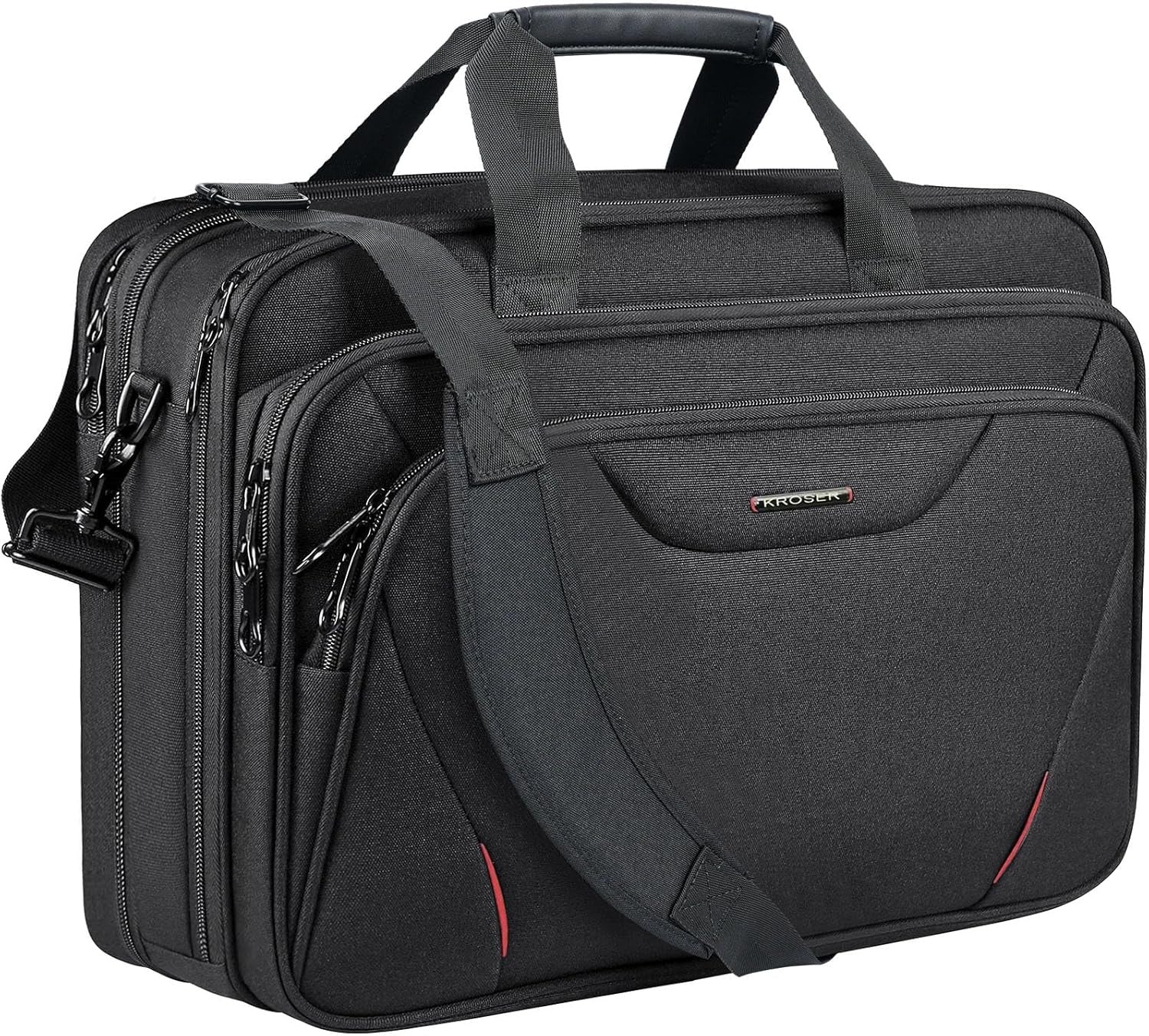 KROSER 17.3" Black Expandable Laptop Briefcase for Work