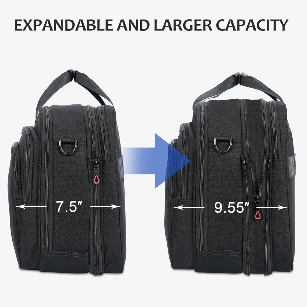 KROSER 17.3" Black Expandable Laptop Briefcase for Work