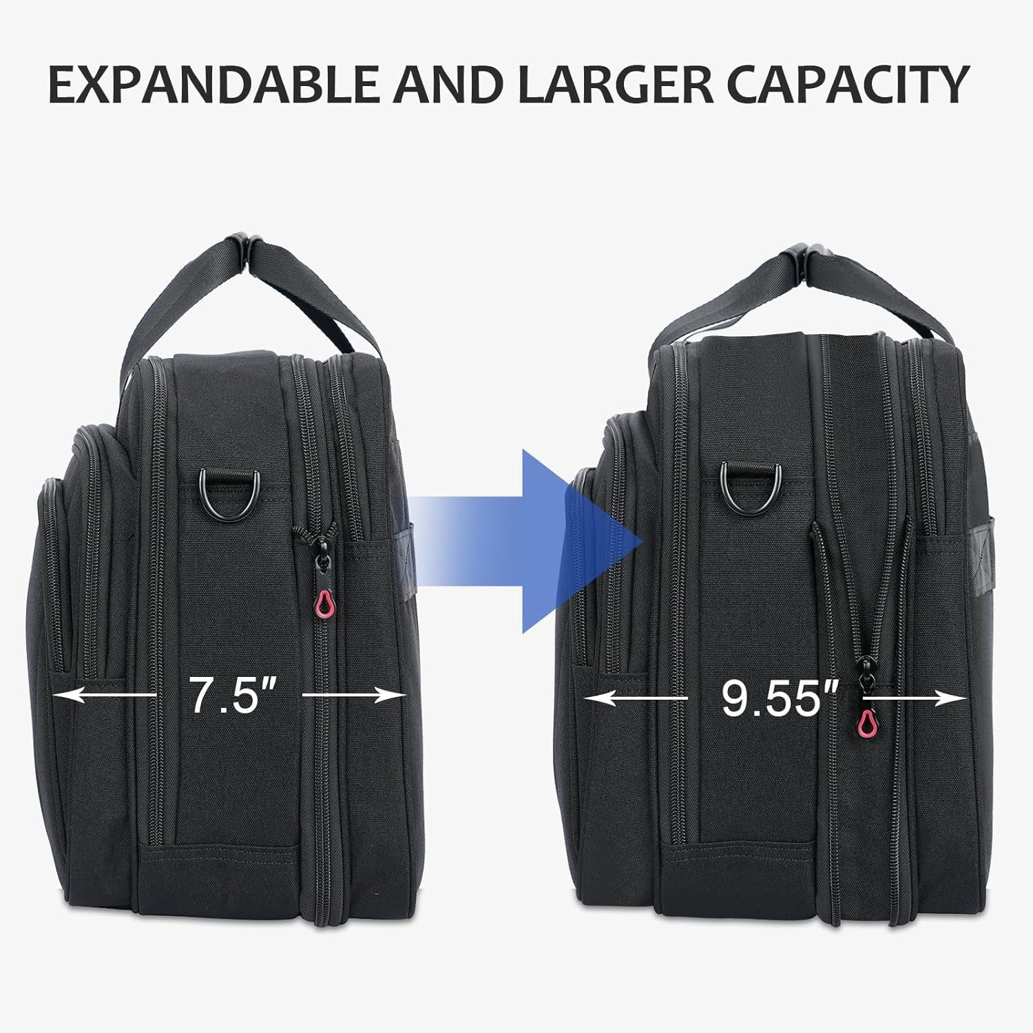 KROSER 17.3" Black Expandable Laptop Briefcase for Work