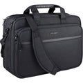 KROSER laptop briefcase with front zipper, padded shoulder strap, dark textured fabric