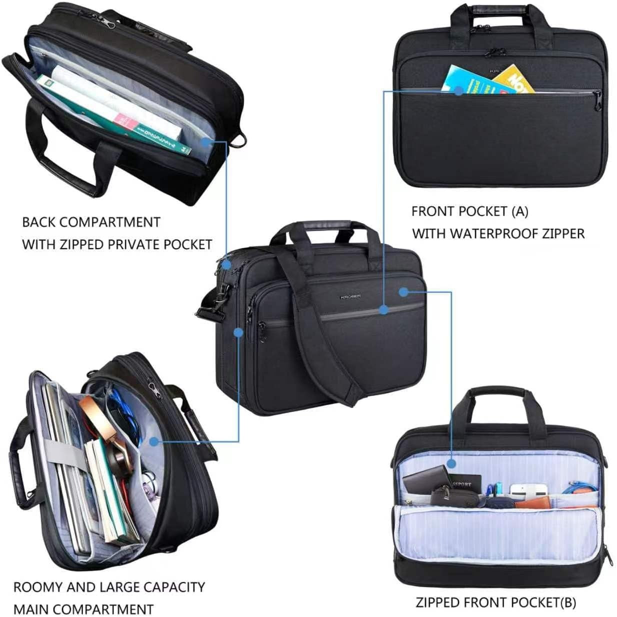 KROSER 17.3" Expandable Laptop Briefcase for Business Travel
