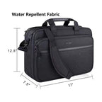 KROSER expandable laptop briefcase with top handle, front zippers, dark fabric
