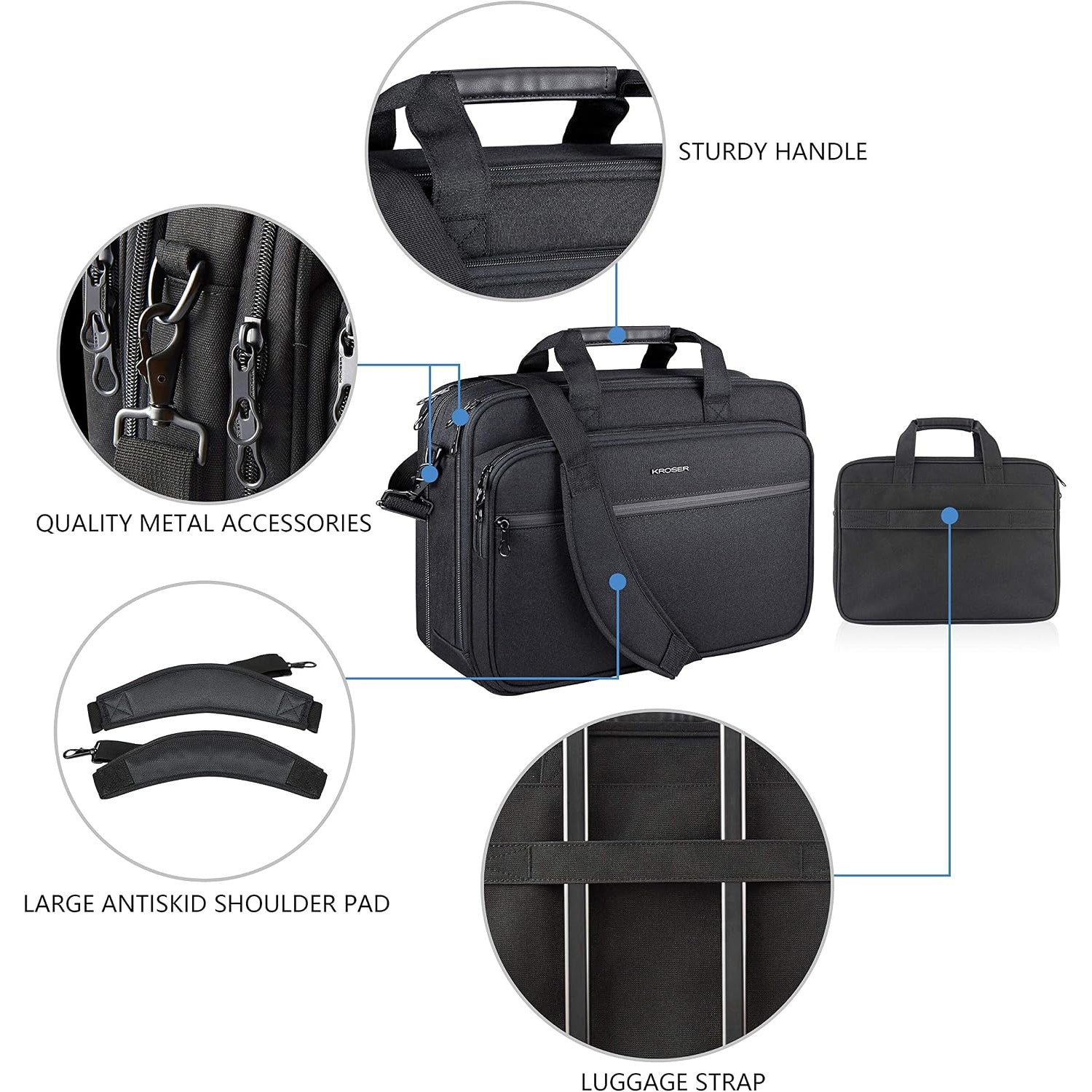 KROSER 17.3" Expandable Laptop Briefcase for Business Travel