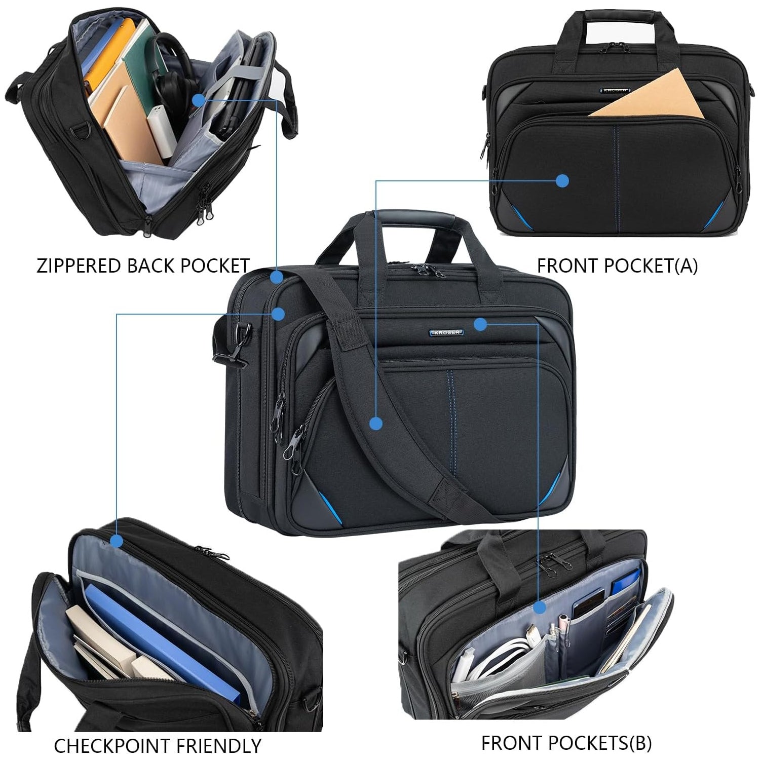 KROSER Expandable TSA Laptop Briefcase with RFID