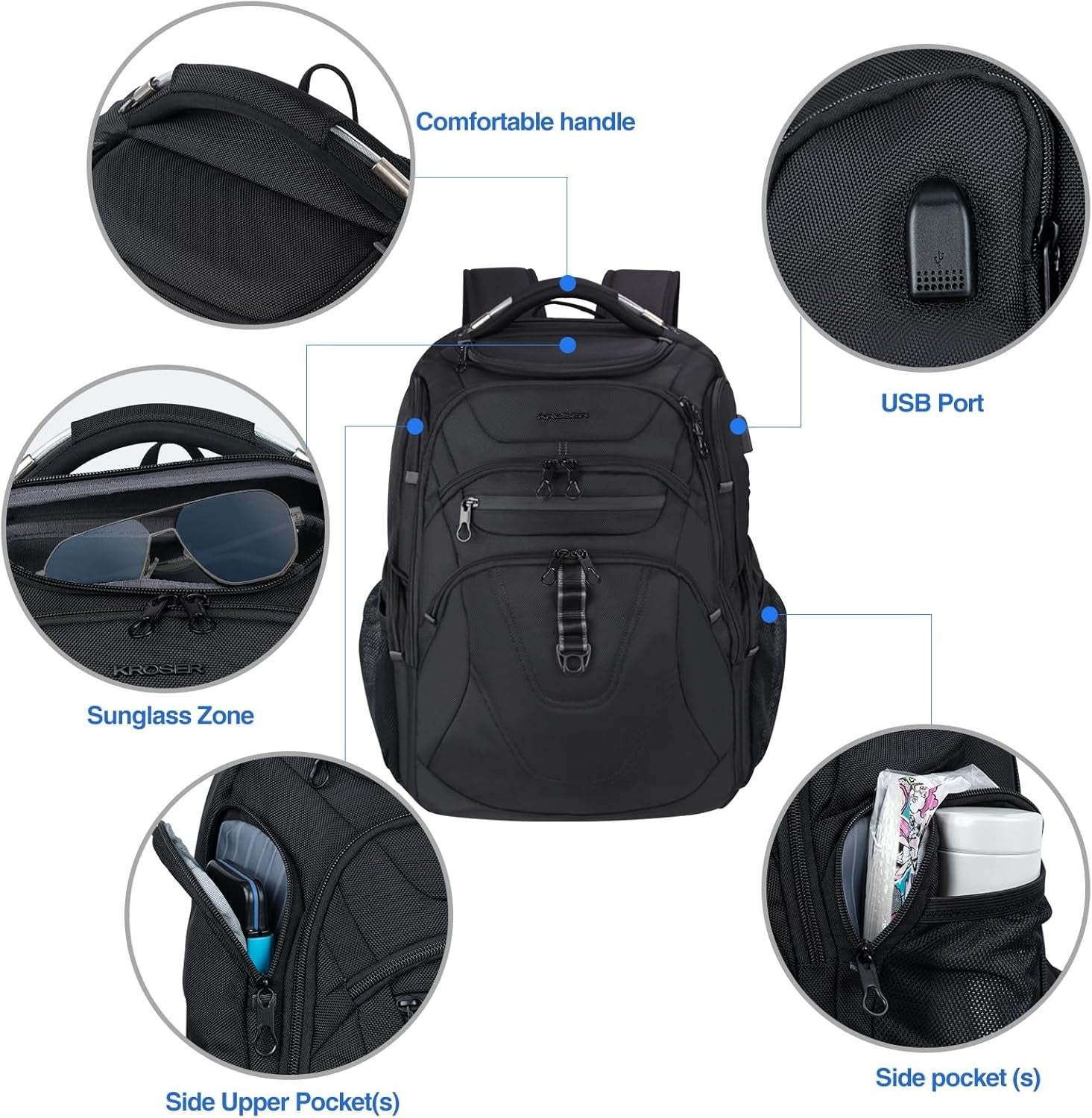 KROSER 18.4 Inch TSA Laptop Backpack with USB & RFID