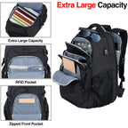 KROSER RFID laptop backpack, extra-large capacity with RFID and front zip pockets