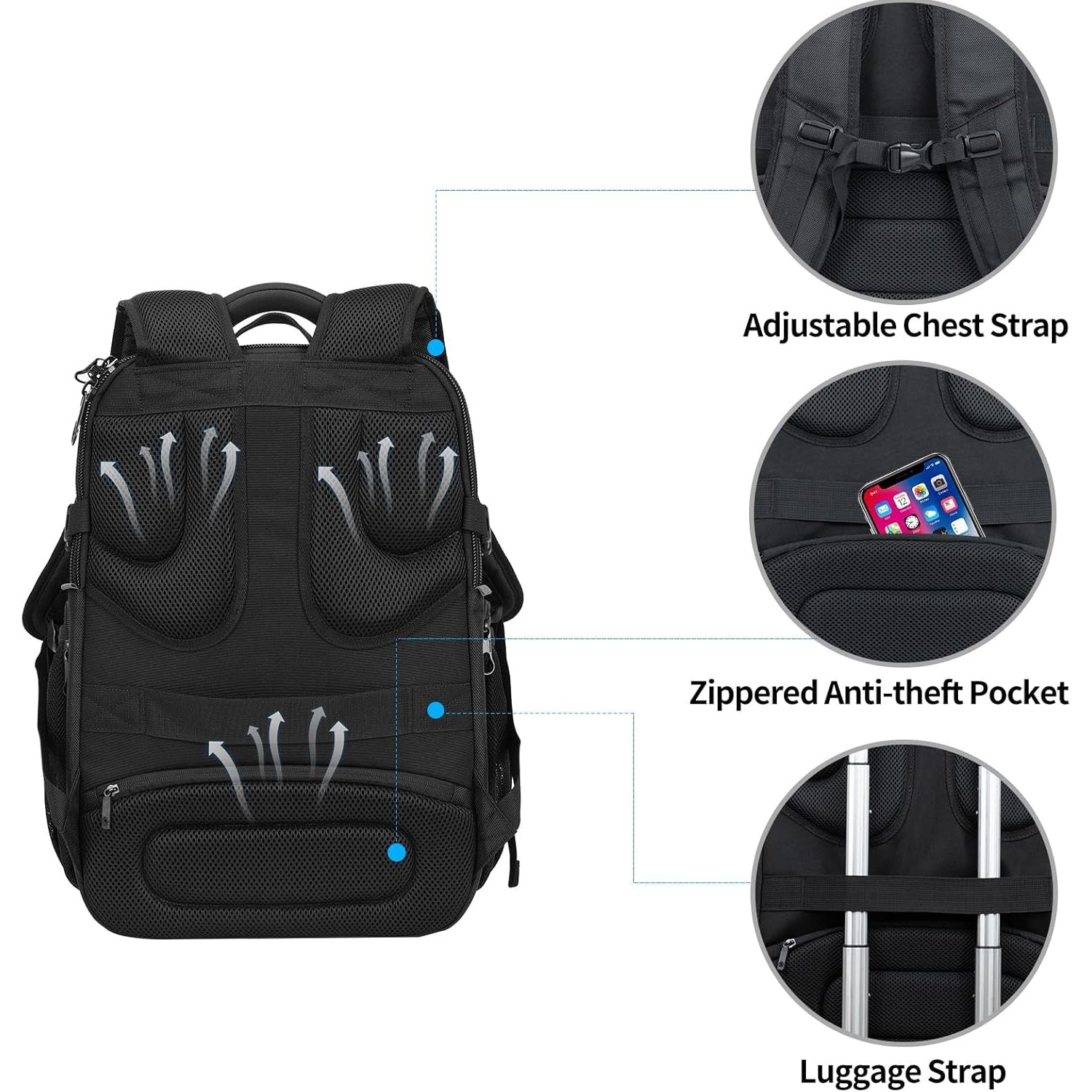 black laptop backpack with chest strap MNSRUU Strap, Gothic Skull Moth School Backpack, Travel Hiking Backpack for Boys Girls Teen Adult, Rucksack, Knapsack : Electronics It has several different sized pockets can carry wallet The #Work+ EcoSmart Backpack