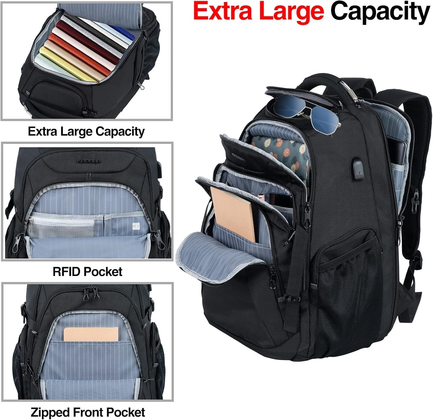 KROSER 18.4 Inch Hard Shell RFID Laptop Backpack