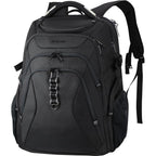 KROSER RFID laptop backpack, black hard-shell style with front zip pockets