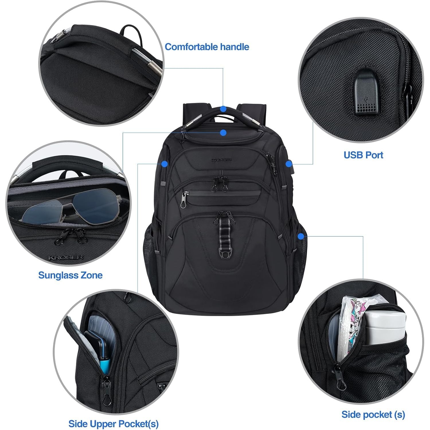 backpack laptop usb Ford Script Gray Smart | Charging Port this backpack is lightweight and features water Travel Laptop Backpack, 17 Inch