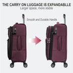Burgundy expandable carry-on with telescoping handle and front USB port