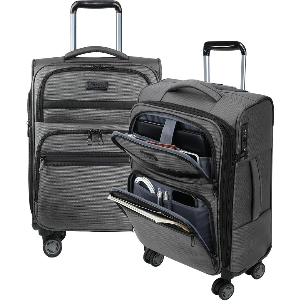 KROSER Grey 20 Inch Softside Carry-On with TSA Lock & USB
