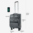 KROSER Grey 20 Inch Softside Carry-On with TSA Lock & USB