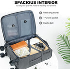 KROSER Grey 20 Inch Softside Carry-On with TSA Lock & USB