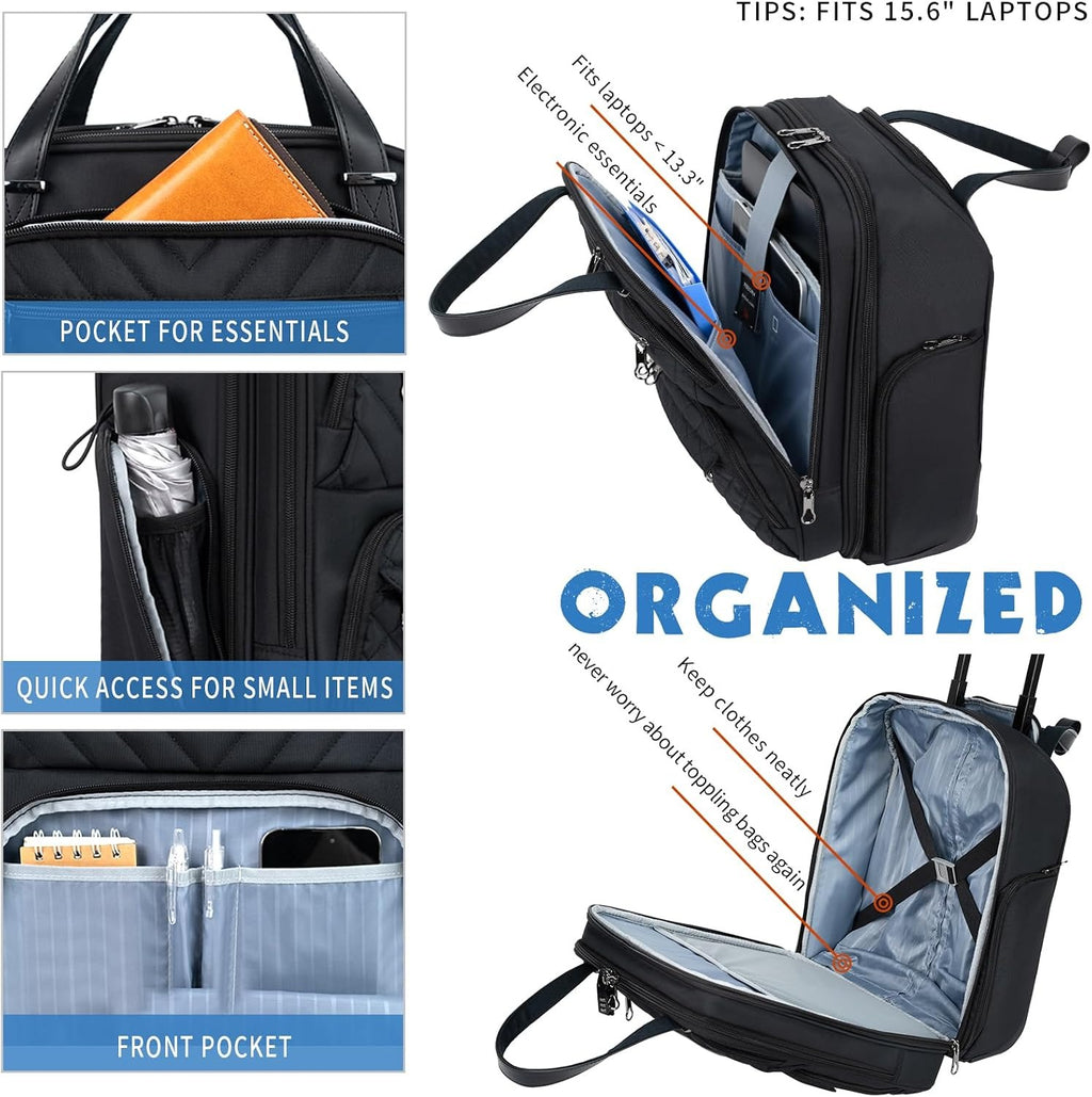 KROSER 16 Inch Underseat Carry-On Suitcase with Laptop Compartment