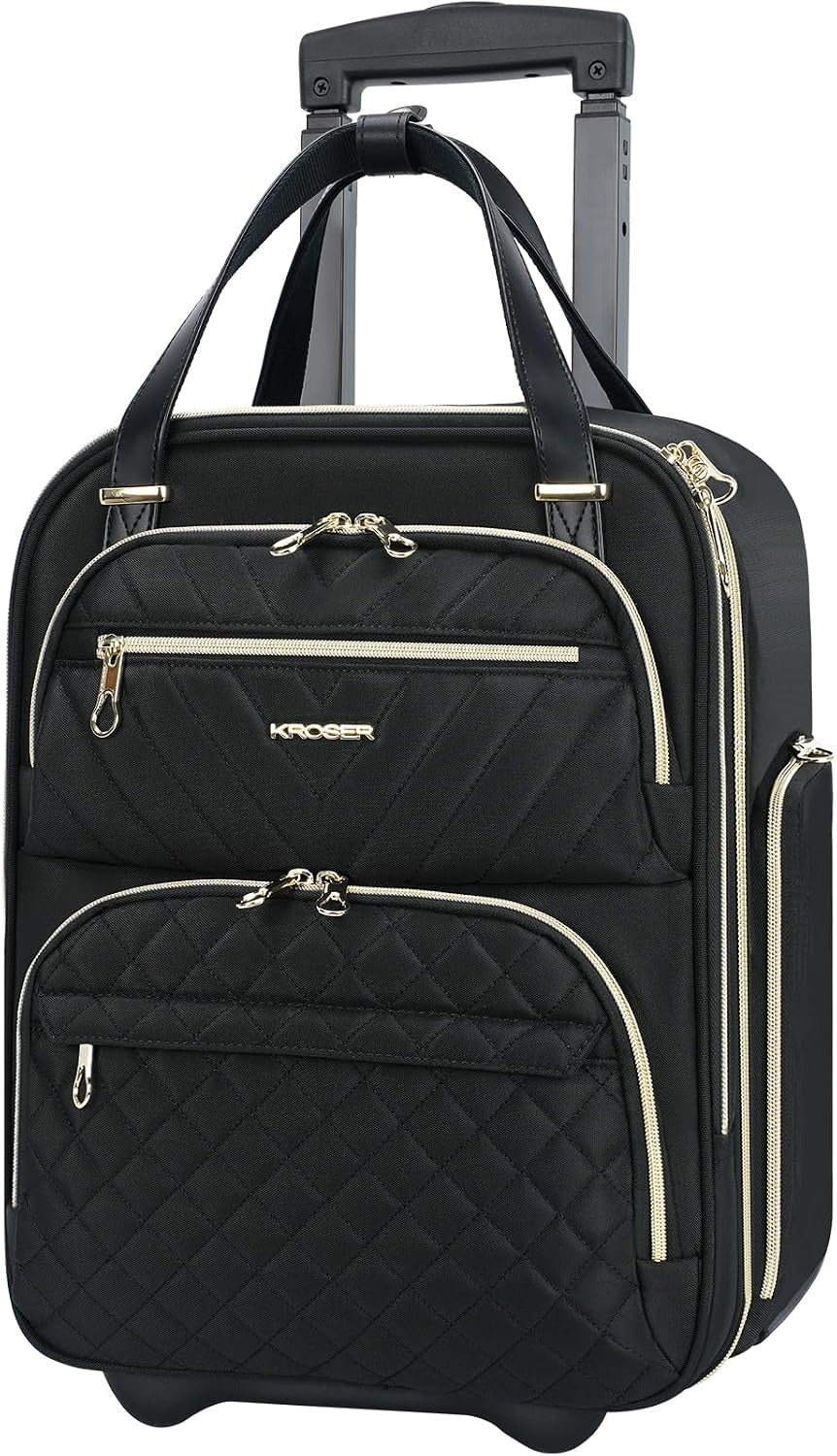 KROSER 16 Inch Underseat Carry-On Suitcase with Laptop Compartment