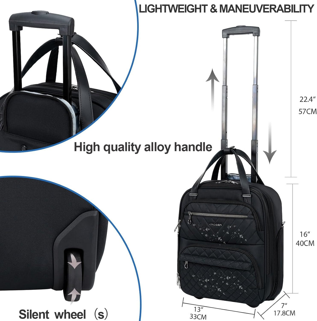 KROSER 16 Inch Underseat Carry-On Suitcase with Laptop Compartment