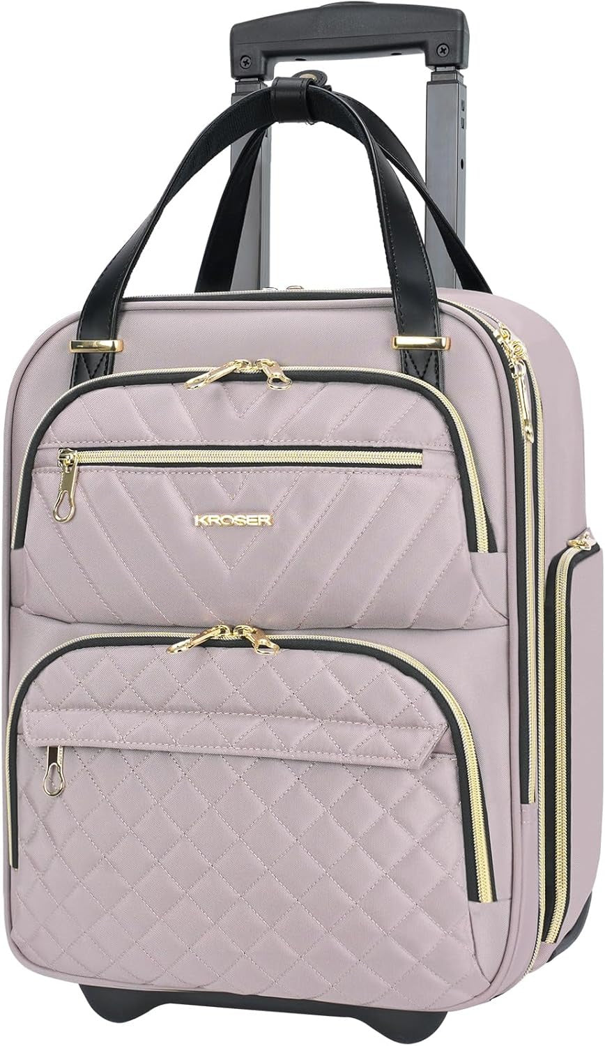 KROSER 16 Inch Underseat Carry-On Suitcase with Laptop Compartment
