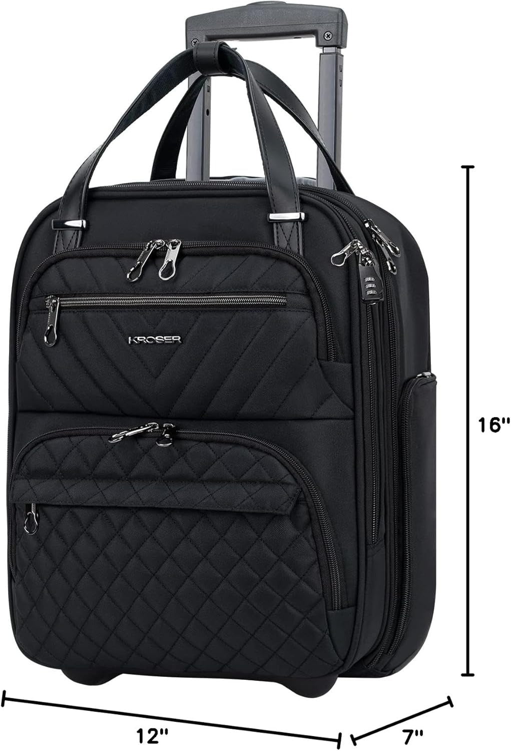 KROSER 16 Inch Underseat Carry-On Suitcase with Laptop Compartment