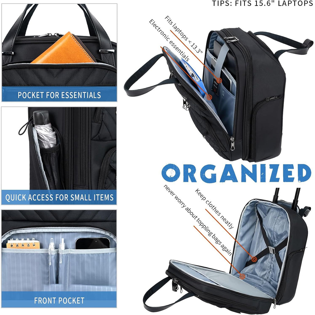 KROSER 16 Inch Underseat Carry-On Suitcase with Laptop Compartment