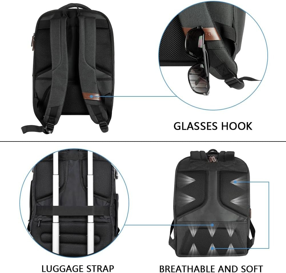 KROSER School Laptop Backpack Large Travel Computer Backpack for 17.3 Inch Laptop with USB Charging Port Water-Repellent Casual Daypack for Business