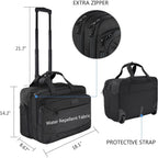 Black rolling laptop bag with telescoping handle and protective strap