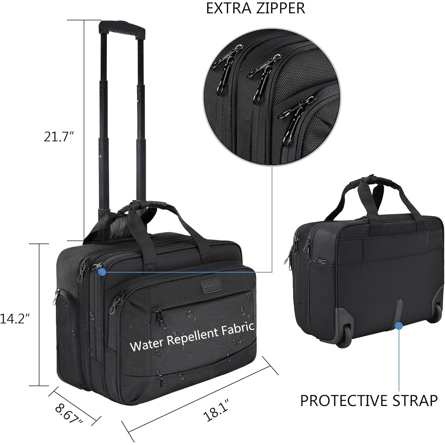 KROSER 17.3" Rolling Laptop Bag for Business Travel