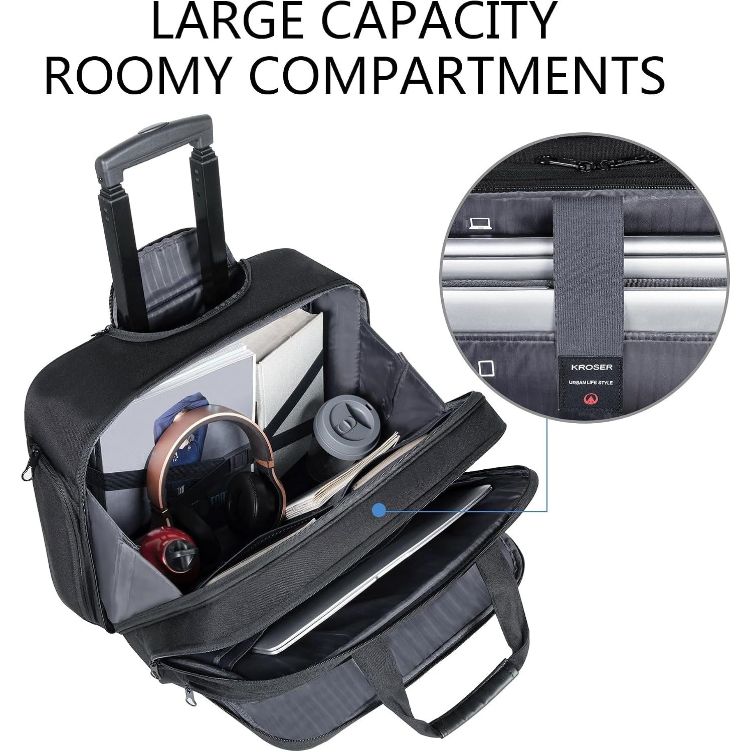 KROSER 17.3" Rolling Business Briefcase for Work