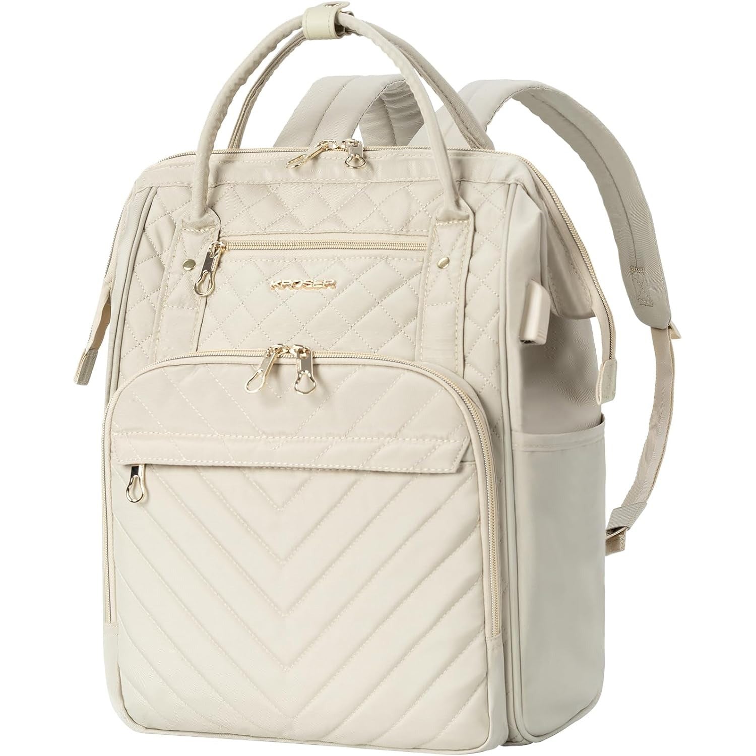 KROSER 17 Inch Quilted USB Laptop Backpack
