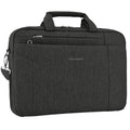 Black laptop briefcase with front organizer panel, zipper closure, and metal key clip
