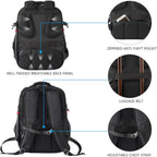 KROSER hard shell RFID travel laptop backpack, back panel with padded straps and luggage belt