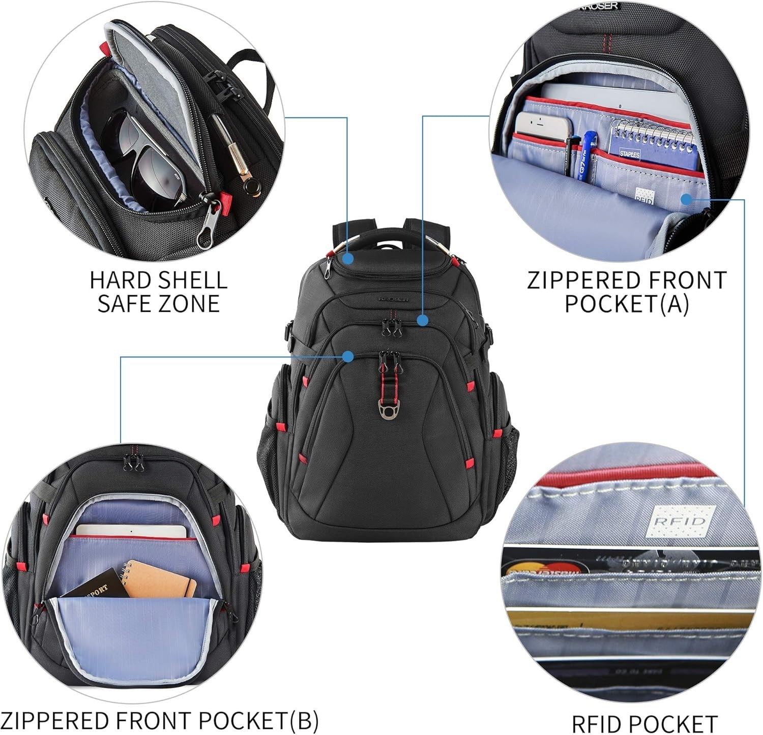 KROSER 17.3" Hard Shell Travel Laptop Backpack with RFID