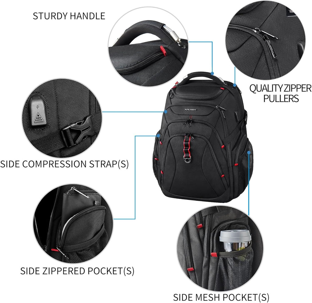 KROSER 17.3" Hard Shell Travel Laptop Backpack with RFID