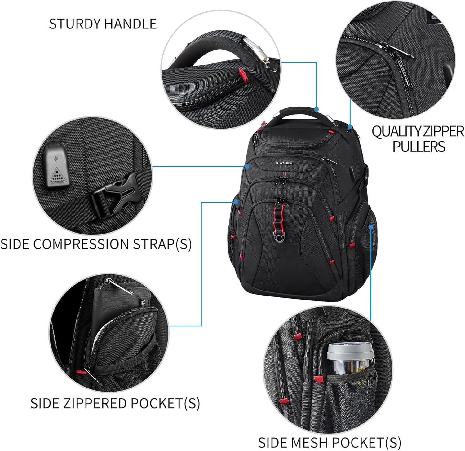 KROSER 17.3" Hard Shell Travel Laptop Backpack with RFID