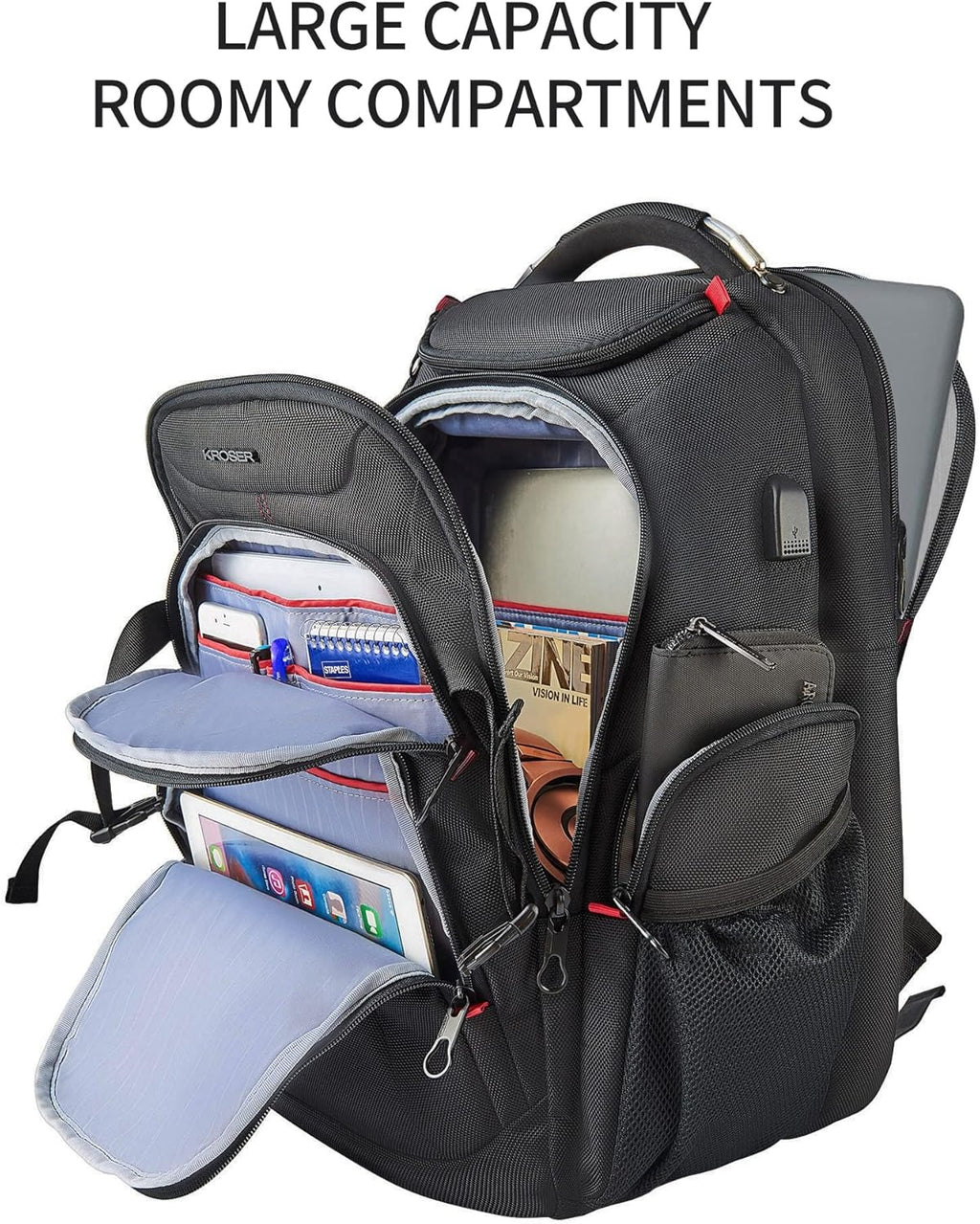 KROSER 17.3" Hard Shell Travel Laptop Backpack with RFID
