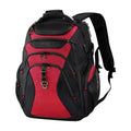 KROSER hard shell RFID travel laptop backpack, black with red panels and front zip pockets