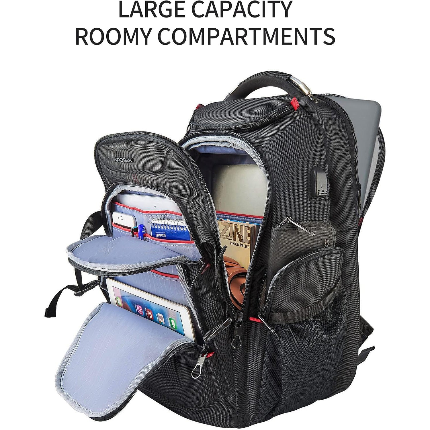 KROSER 17.3 Inch Hard Shell RFID Travel Laptop Backpack with USB