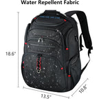 Black KROSER laptop backpack with water-repellent fabric, front zip pockets, and hanging key clip