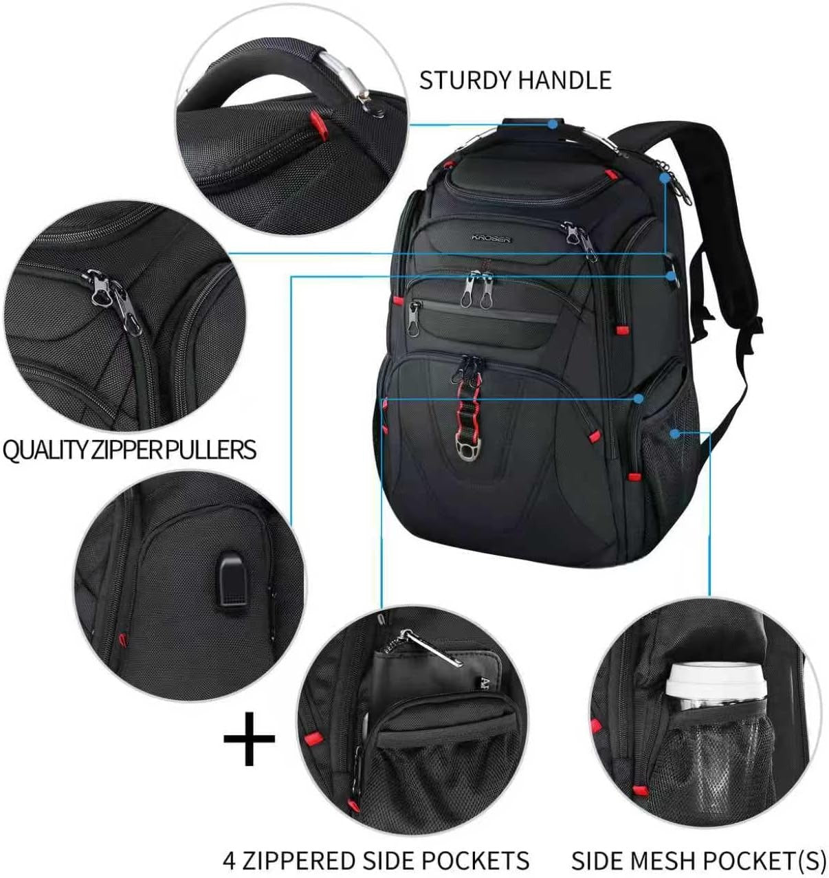KROSER 17.3" TSA Laptop Backpack with USB & RFID