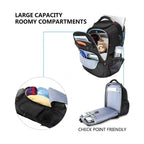 Black KROSER laptop backpack with large roomy compartments and open interior for packing