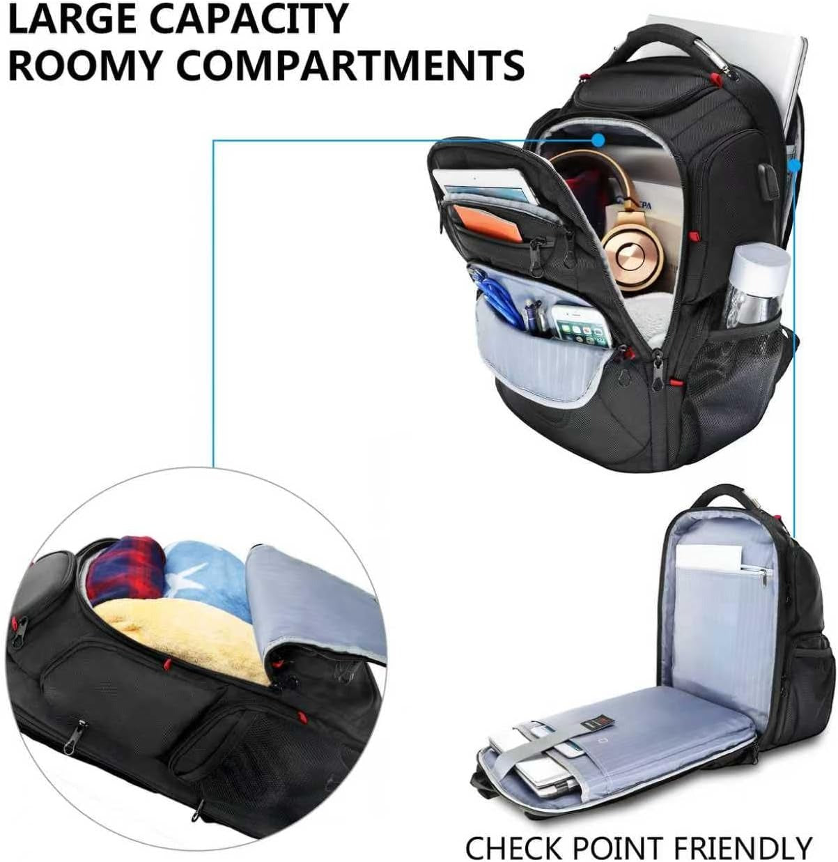 KROSER 17.3" TSA Laptop Backpack with USB & RFID