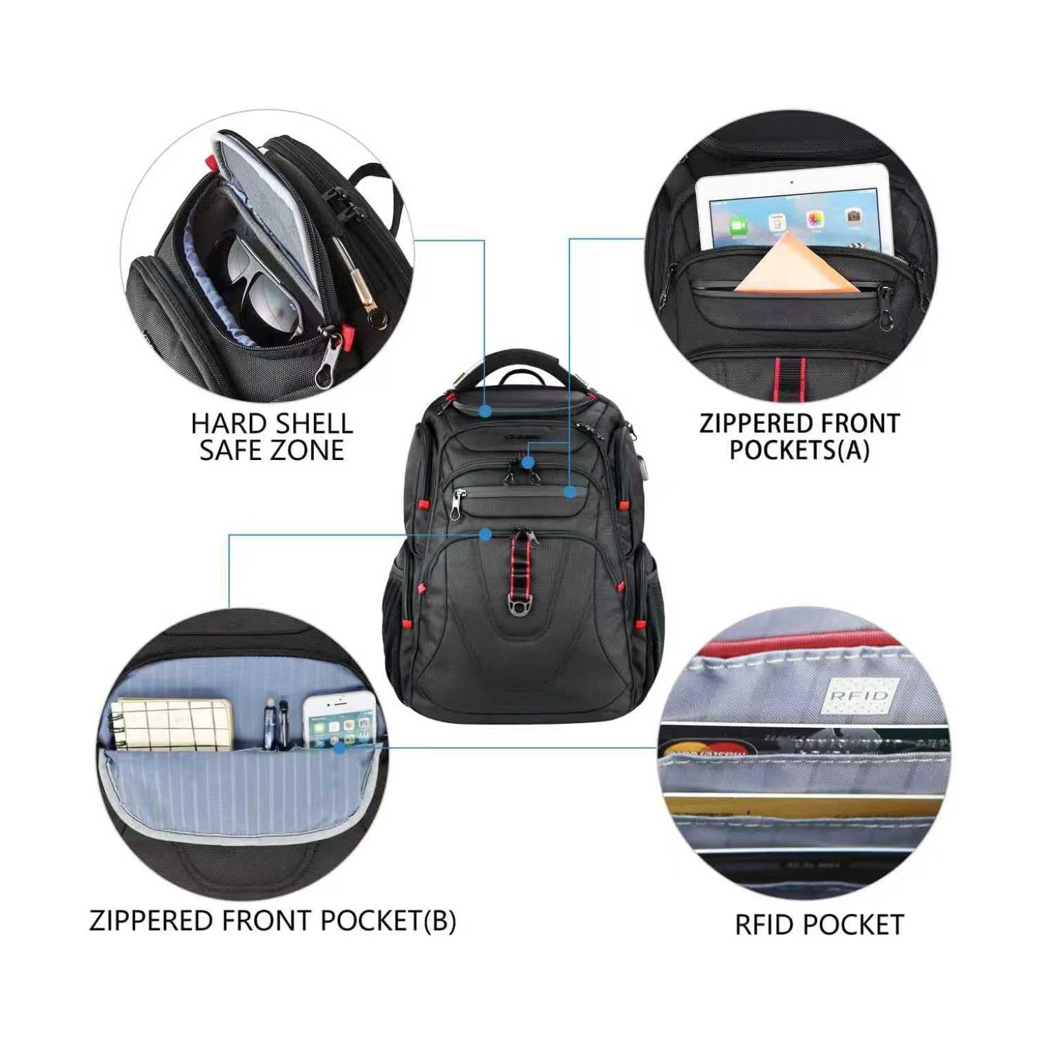 KROSER 17.3" TSA Laptop Backpack with USB & RFID
