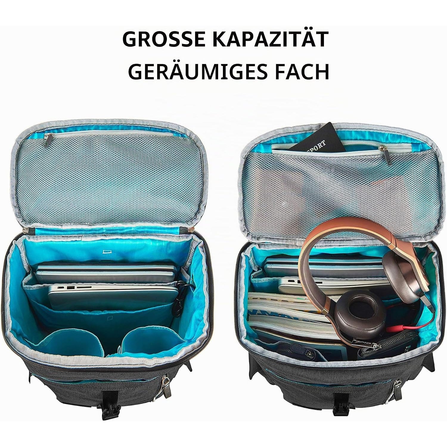 KROSER Black/Grey 17.3 Inch USB Travel Laptop Backpack
