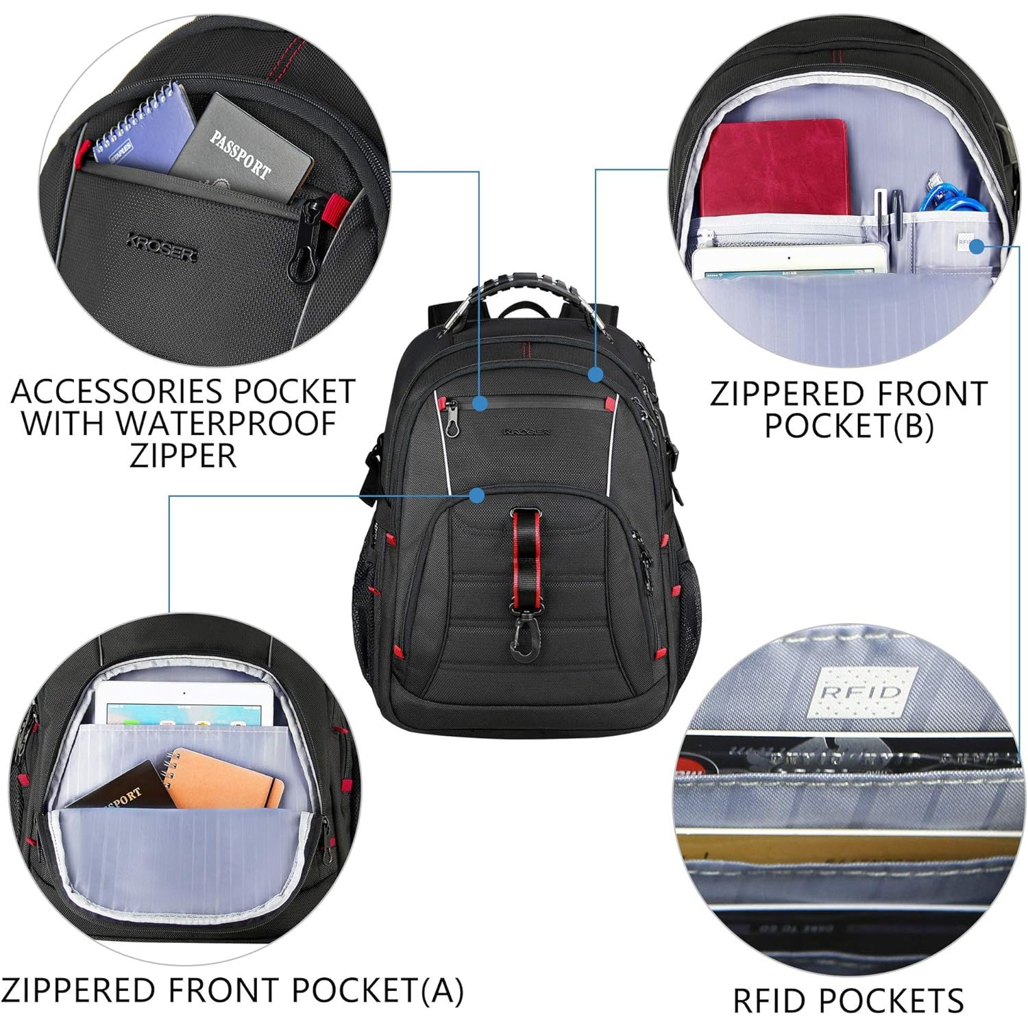 KROSER 18.4" XXXL Travel Laptop Backpack with USB